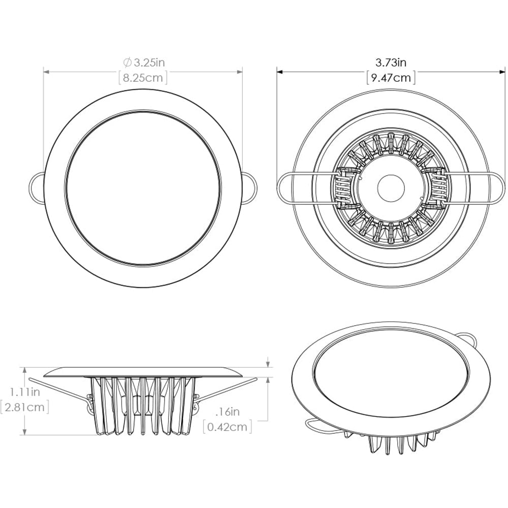 Lumitec Mirage  Flush Mount Down Light  Glass FinishPolished SS Bezel  2Color WhiteBlue Dimming 113111